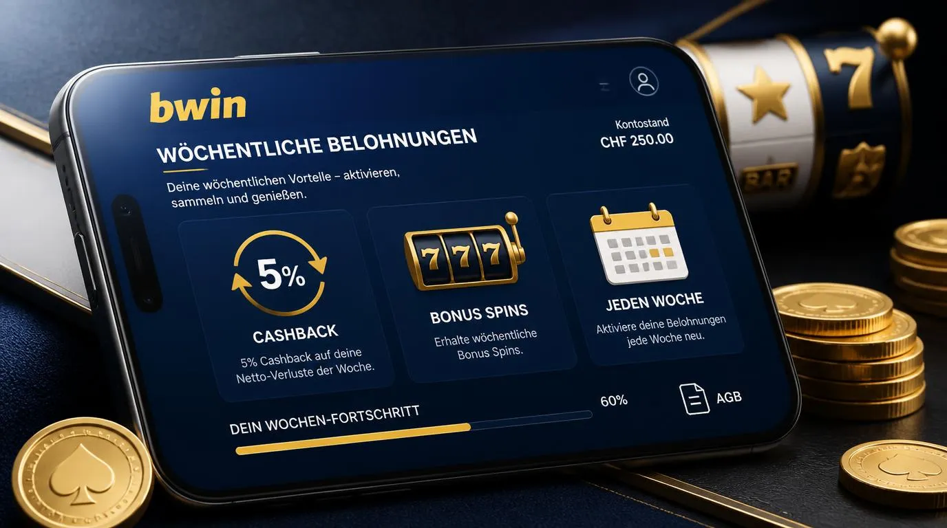 Casino-App mit wöchentlichen Cashback-Angeboten, Bonus Spins und übersichtlichem Aktionsbereich