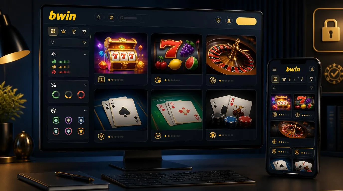 Digitale Casino-Lobby mit Slots, Roulette, Blackjack und verschiedenen Spielkategorien auf einem Bildschirm