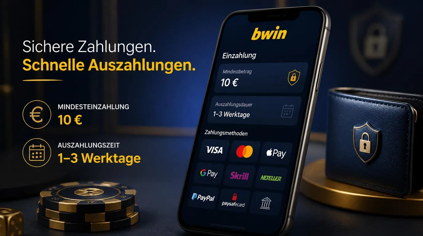 Mobiles Casino-Interface mit Karten, E-Wallets und klarer Anzeige von Einzahlung und Auszahlung